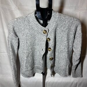 Madewell Heather Gray Cardigan with Gold Buttons